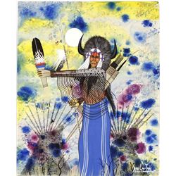 Original Native American Kiowa-Apache Watercolor Painting