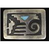 Image 1 : Navajo Sterling & Inlay Turquoise Belt Buckle