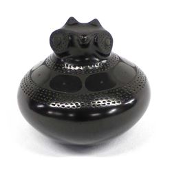 Mata Ortiz Blackware Pottery Owl by Paty Quezada