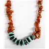 Image 1 : Navajo Turquoise and Red Branch Coral Necklace