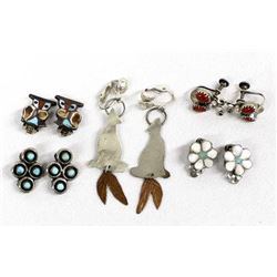 5 Pairs Native American Clip-On Earrings