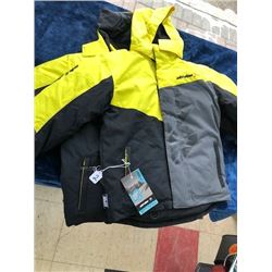 2 Skidoo kids' winter coats, size 12 and 14, with powder skirt