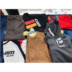 1 pair Ranch Heavy Duty pants, 34; 2 long sleeve shirts, 1 hoodie, 2 t-shirts