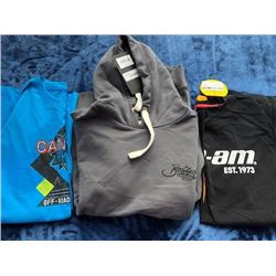 1 hoodie, 1 long sleeve, 1 t-shirt, size L