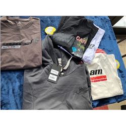 1 hoodie, 1 l/s, 3 t-shirts, size M