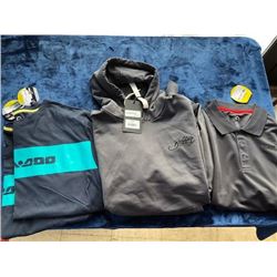 1 hoodie, 2 t-shirts, 1 polo; size XL