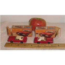TWO Matchbox Lesney #28 Made in England Lincoln 1979 Continental old toys with boxes - 2 autos rares