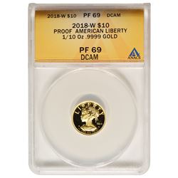 2018-W $10 Proof American Liberty Gold Coin ANACS PF69DCAM