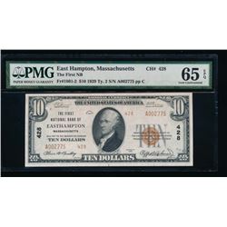 1929 $10 East Hampton National Bank Note PMG 65EPQ