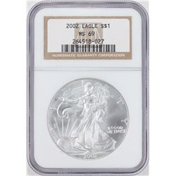 2002 $1 American Silver Eagle Coin NGC MS69