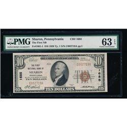 1929 $10 Sharon National Bank Note PMG 63EPQ