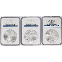 Lot of (3) 2006 $1 American Silver Eagle Coins NGC MS69 Early Releases