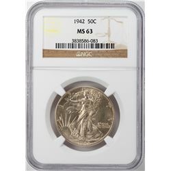 1942 Walking Liberty Half Dollar Coin NGC MS63