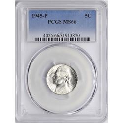 1945-P Jefferson Nickel Coin PCGS MS66