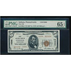 1929 $5 Indiana National Bank Note PMG 65EPQ