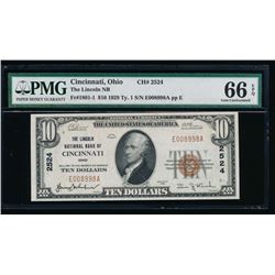 1929 $10 Cincinnati National Bank Note PMG 66EPQ