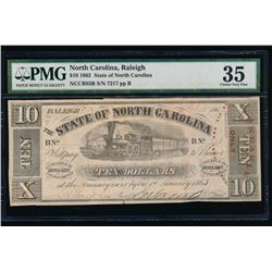 1862 $10 Raleigh NC Obsolete Note PMG 35