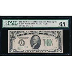 1934C $10 Minneapolis Federal Reserve Note PMG 65EPQ