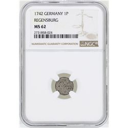 1742 Germany Pfennig Regensburg Coin NGC MS62