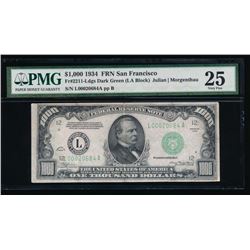 1934 $1000 San Francisco Federal Reserve Note PMG 25