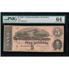 Image 1 : 1864 $5 Confederate States of America Note PMG 64