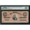 Image 1 : 1864 $50 Confederate States of America Note PMG 58EPQ