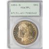 Image 1 : 1881-S $1 Morgan Silver Dollar Coin PCGS MS63PL Old Green Rattler