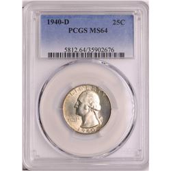 1940-D Washington Quarter Coin PCGS MS64