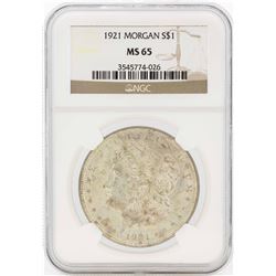 1921 $1 Morgan Silver Dollar Coin NGC MS65