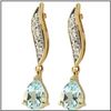 Image 1 : Plated 18KT Yellow Gold 2.86ctw Blue Topaz and Diamond Earrings