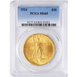 1924 $20 St. Gaudens Double Eagle Gold Coin PCGS MS65