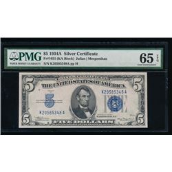 1934A $5 Silver Certificate PMG 65EPQ
