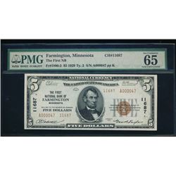 1929 $5 Farmington National Bank Note PMG 65EPQ