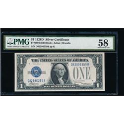 1928D $1 Silver Certificate PMG 58