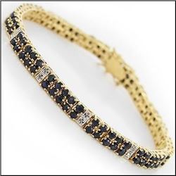 Plated 18KT Yellow Gold 15.88ctw Black Sapphire and Diamond Bracelet