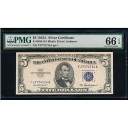 1953A $5 Silver Certificate PMG 66EPQ