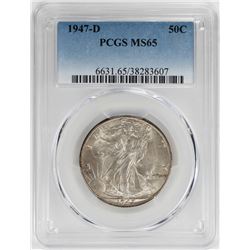 1947-D Walking Liberty Half Dollar Coin PCGS MS65