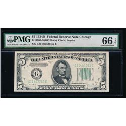 1934D $5 Chicago Federal Reserve Note PMG 66EPQ