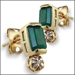 Plated 18KT Yellow Gold 2.82ctw Green Agate and Diamond Earrings