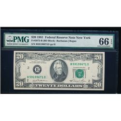 1981 $20 New York Federal Reserve Note PMG 66EPQ