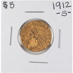 1912-S $5 Indian Head Half Eagle Gold Coin