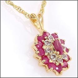 Plated 18KT Yellow Gold 5.92ctw Ruby and Diamond Pendant with Chain