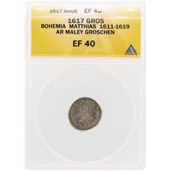 1617 Bohemia Matthias AR Maley Groschen Coin ANACS XF40