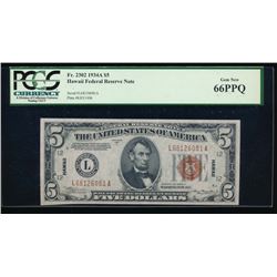 1934A $5 Hawaii Silver Certificate PCGS 66PPQ