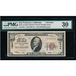 1929 $10 San Francisco National Bank Note PMG 30