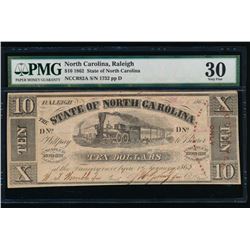 1862 $10 Raleigh NC Obsolete Note PMG 30
