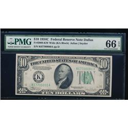 1934C $10 Dallas Federal Reserve Note PMG 66EPQ