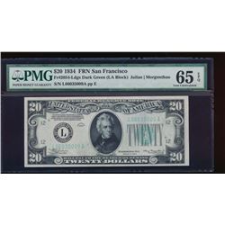 1934 $20 San Francisco Federal Reserve Note PMG 65EPQ