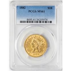 1882 $10 Liberty Head Eagle Gold Coin PCGS MS61