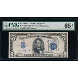 1934A $5 Silver Certificate PMG 65EPQ